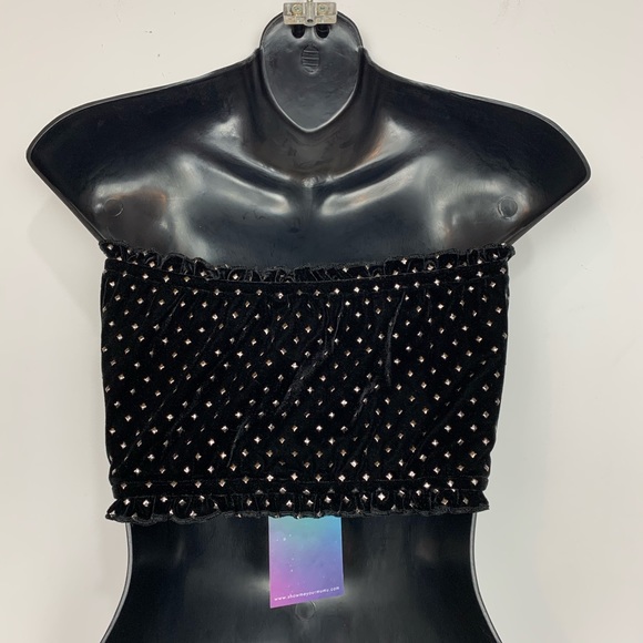 NWT SMYM Iris Tube Top in Black Stud Velvet - Picture 4 of 5